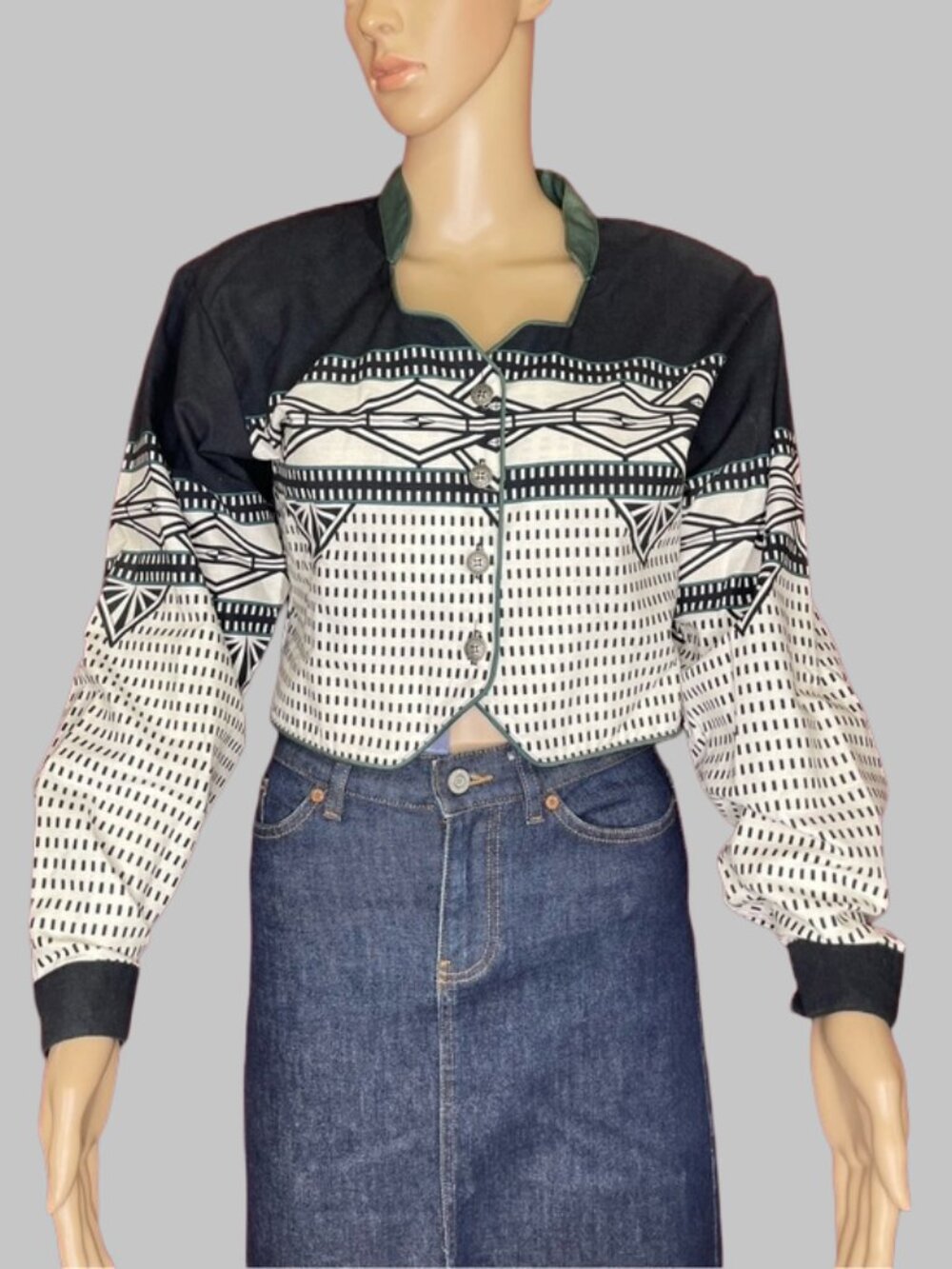 Vintage Brooks & Dunn Panhandle Slim Geometric Western Cropped Shirt Small NWT
